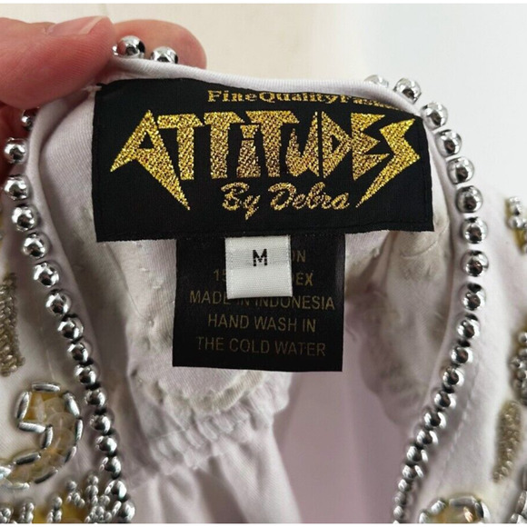 Attitudes By Debra Womens Beaded Mini Body-Con Dress Medium Embellished Retro - Picture 9 of 10